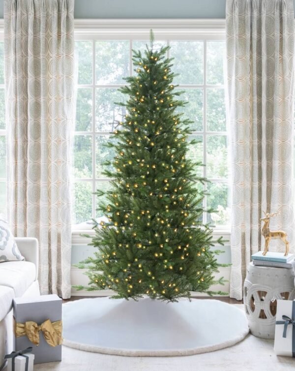 AlpineFirSlimLED 12' Alpine Fir Slim Artificial Christmas Tree 1400 Warm White LED Lights