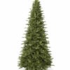 Alpine_Fir_Slim_White_Background 7.5' Alpine Fir Slim Artificial Christmas Tree 650 Warm White LED Lights
