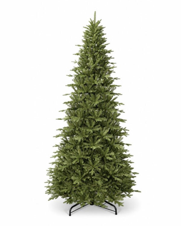 Alpine_Fir_Slim_White_Background 7.5' Alpine Fir Slim Artificial Christmas Tree 650 Warm White LED Lights