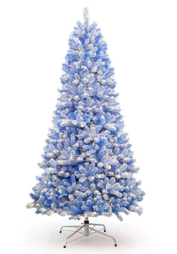 6.5' Duchess Blue Flock Artificial Christmas Tree with 500 Warm White LED Lights