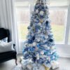 6.5' Duchess Blue Flock Artificial Christmas Tree with 500 Warm White LED Lights
