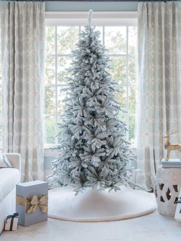 12' Queen Flock® Slim Artificial Christmas Tree With 1400 Warm White LED Lights