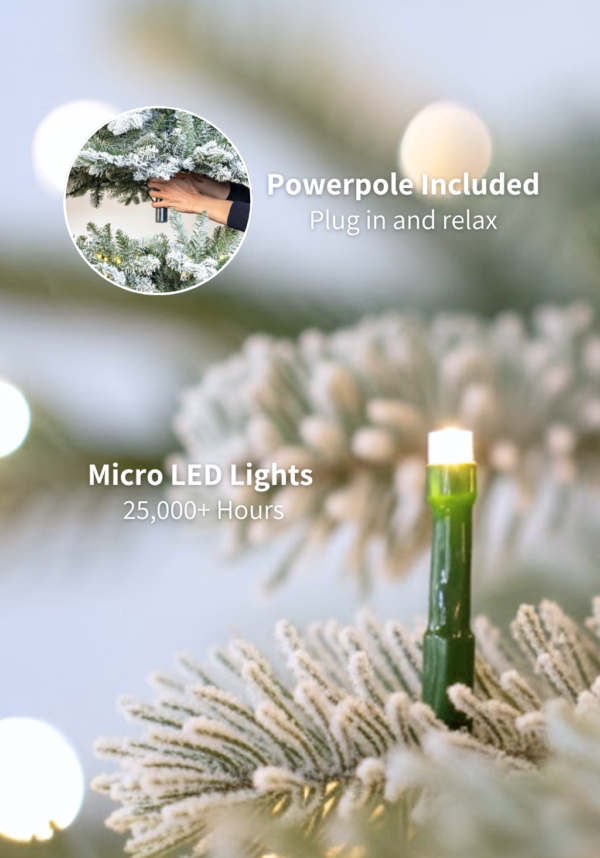 7.5' King Flock® Artificial Christmas Tree with 800 Warm White LED Lights