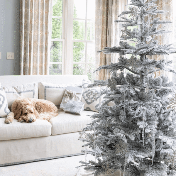 7' King Noble Flock Artificial Christmas Tree Unlit