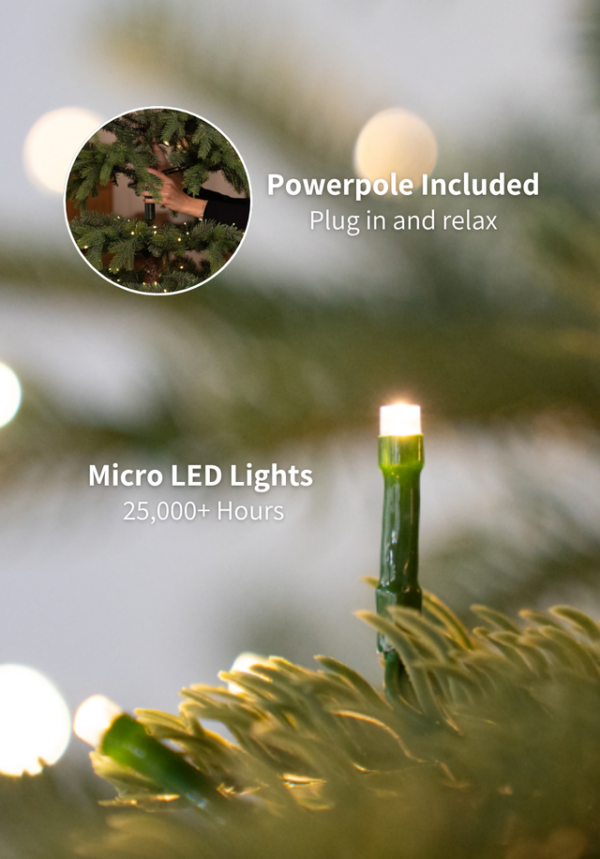 GreenLights 7.5' Yorkshire Fir Artificial Christmas Tree with 600 Warm White LED Lights