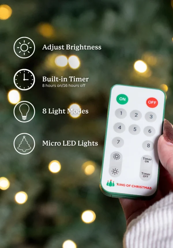 9' Alpine Fir Slim Artificial Christmas Tree 900 Warm White LED Lights