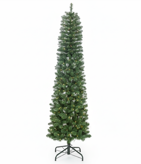 7' Hancock Spruce Pencil Artificial Christmas Tree 400 Warm White LED Lights