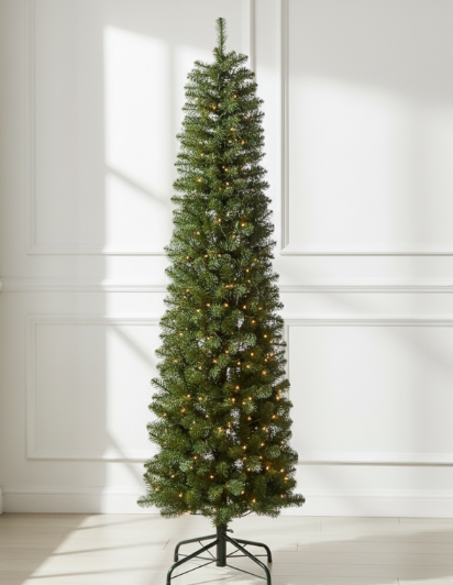 7' Hancock Spruce Pencil Artificial Christmas Tree 400 Warm White LED Lights