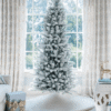 12' King Flock® Slim Artificial Christmas Tree Unlit