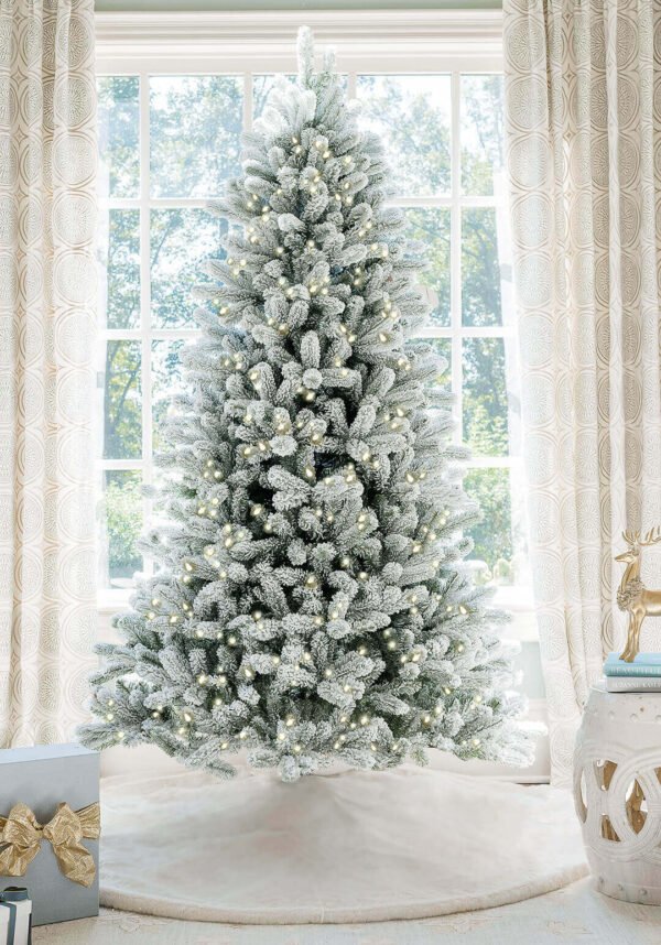 10' King Flock® Artificial Christmas Tree with 1250 Warm White LED Lights