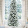 12' King Flock® Slim Artificial Christmas Tree with 1250 Warm White LED Lights