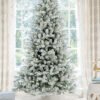 12' King Flock® Artificial Christmas Tree with 1650 Warm White LED Lights