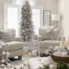 12' King Flock® Slim Artificial Christmas Tree with 1250 Warm White LED Lights