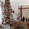 7.5' King Flock® Slim Artificial Christmas Tree with 650 Warm White LED Lights