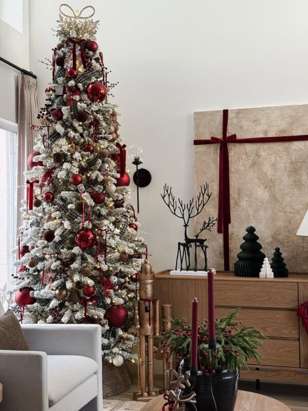 7.5' King Flock® Slim Artificial Christmas Tree Unlit