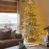 9' King Noble Flock Artificial Christmas Tree with 700 Warm White LED Lights
