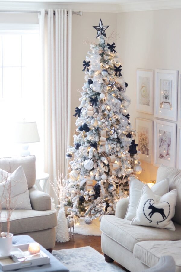 6.5' King Flock® Slim Artificial Christmas Tree Unlit