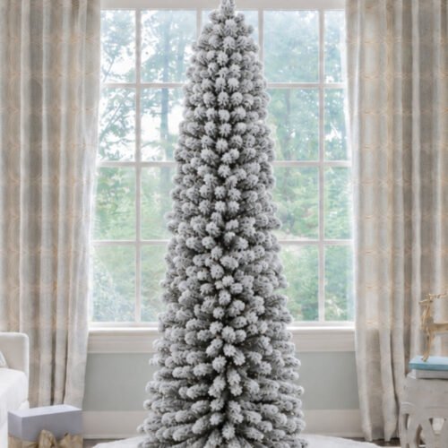 7' Prince Flock® Pencil Artificial Christmas Tree with 400 Warm White LED Lights