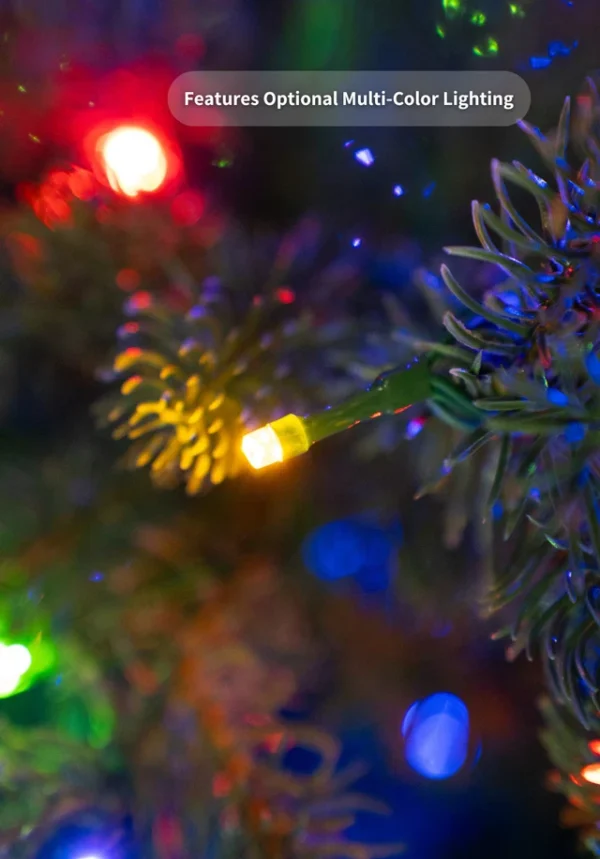 8' Cypress Spruce Artificial Christmas Tree with 1500 Warm White & Multi-Color LED Lights