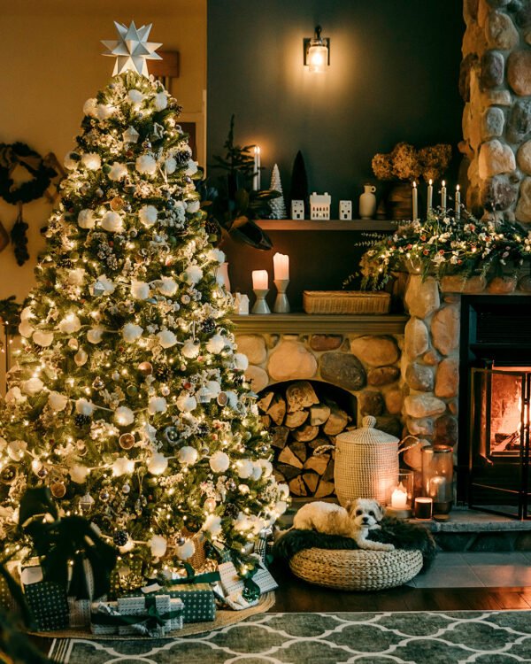 12' Royal Fir Artificial Christmas Tree with 2000 Warm White & Multi-Color LED Lights