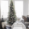 12' Royal Fir Slim Artificial Christmas Tree with 1900 Warm White & Multi-Color LED Lights