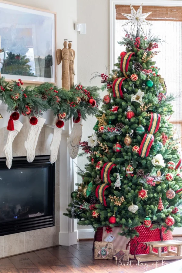 9' Royal Fir Artificial Christmas Tree with 1200 Warm White & Multi-Color LED Lights