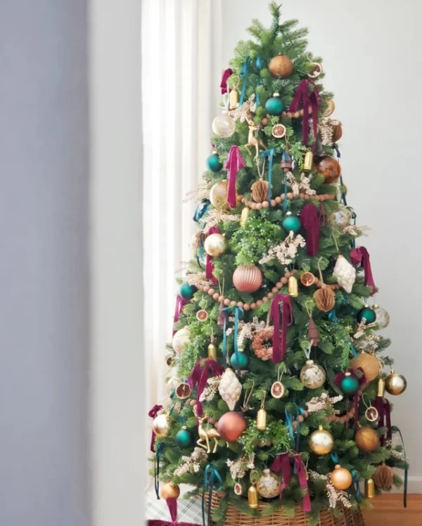 9' Royal Fir Slim Artificial Christmas Tree with 900 Warm White & Multi-Color LED Lights