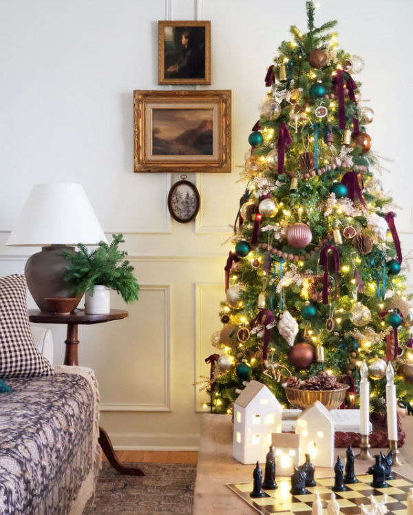 10' Royal Fir Slim Artificial Christmas Tree with 1500 Warm White & Multi-Color LED Lights