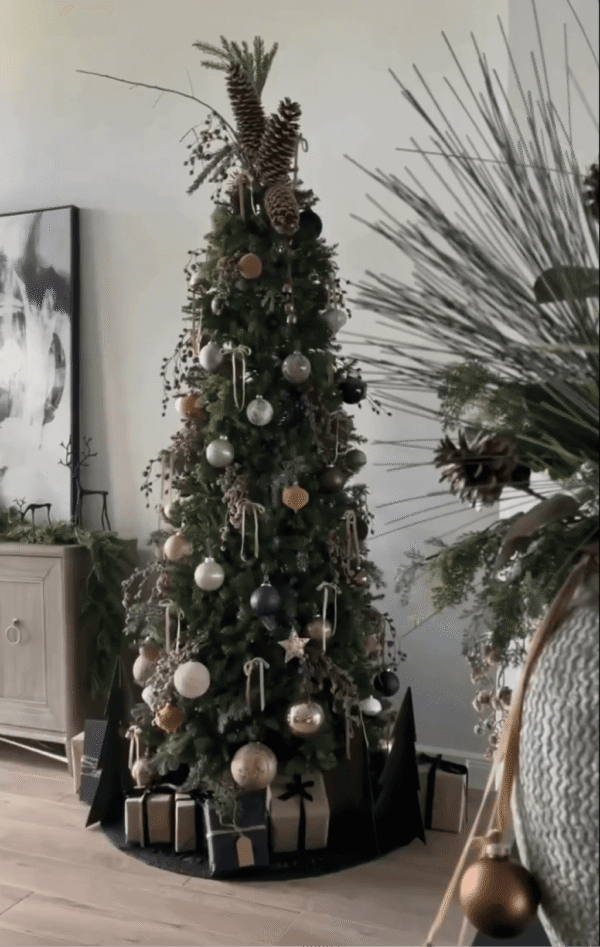 6.5' Yorkshire Fir Slim Artificial Christmas Tree with 400 Warm White LED Lights