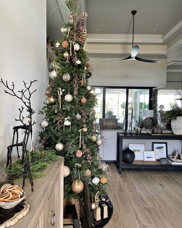 7.5' Yorkshire Fir Slim Artificial Christmas Tree with 500 Warm White LED Lights