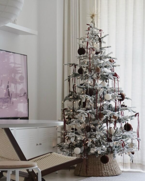7' King Noble Flock Artificial Christmas Tree Unlit