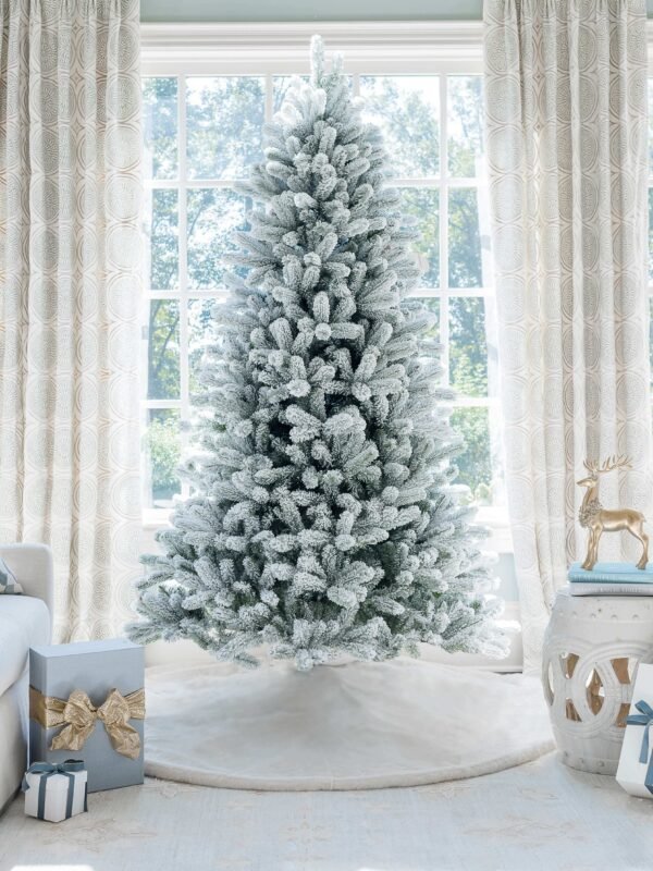 12' King Flock® Artificial Christmas Tree Unlit